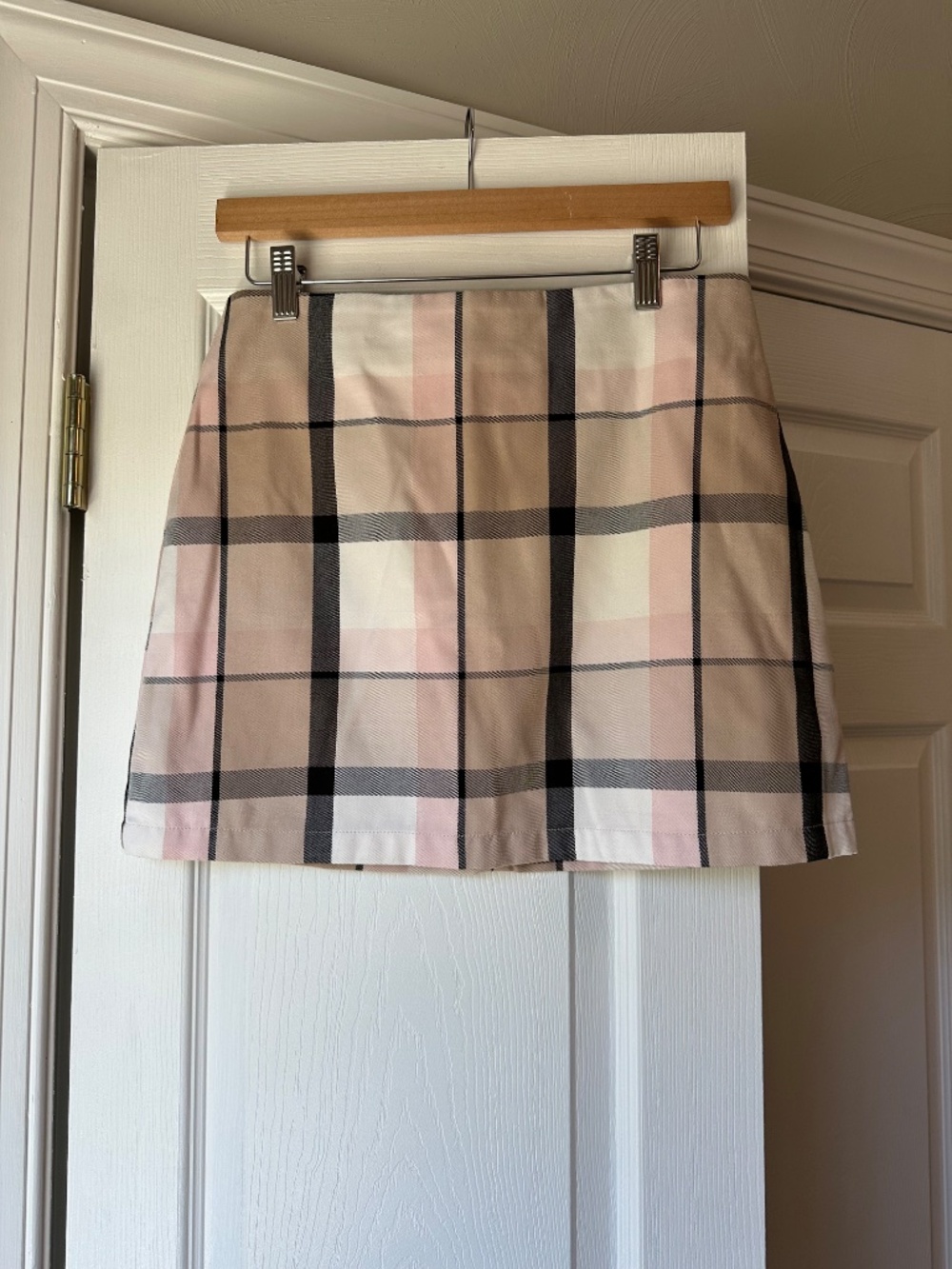 Forever 21 Pink Beige Plaid A Line Mini Skirt Size M